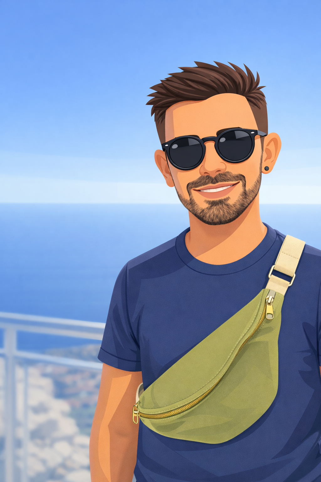 Jonathan smiling in a red plaid shirt and tortoise shell glasses